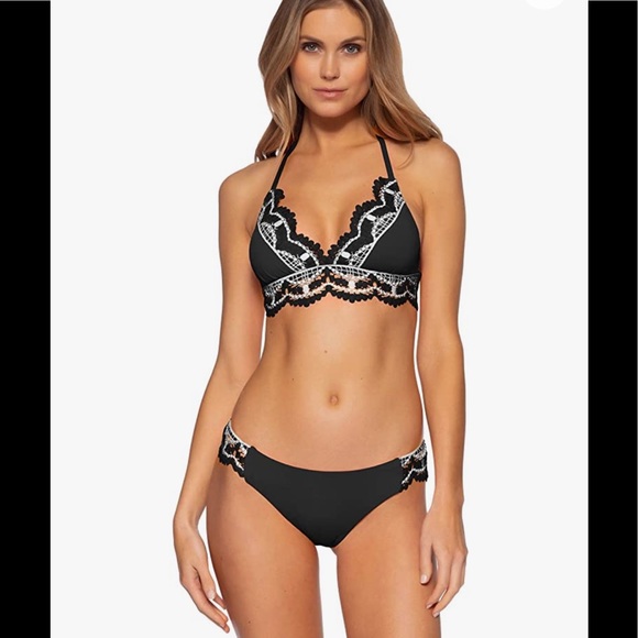 🆕NWT 2 PC BECCA Delilah Crochet Bikini Top + Bottom - Picture 3 of 16